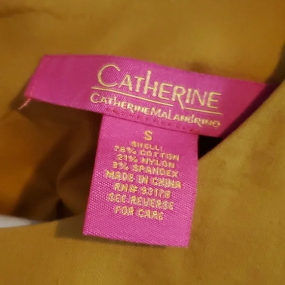Catherine  Malandrino Mustard yellow Smocked Bell Sleeved Blouse Small - Picture 6 of 6